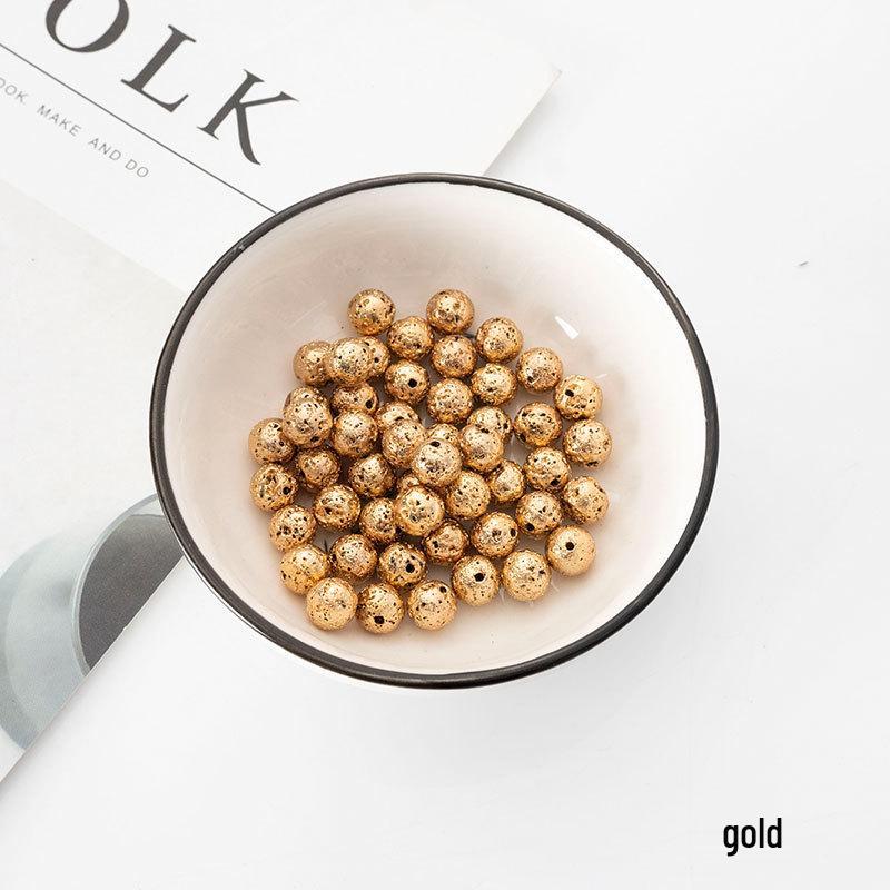 50 круглых бусин из вулканического камня для изготовления украшений своими руками, серег, браслетов, одежды, сумок и аксессуаров