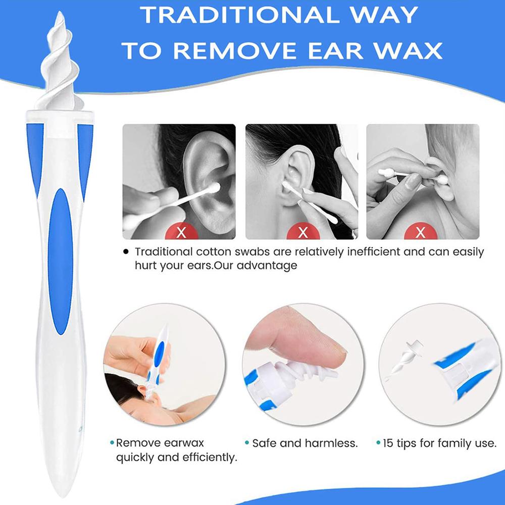 Инструмент для удаления ушной серы с 16 мягкими сменными головками для взрослых и детей