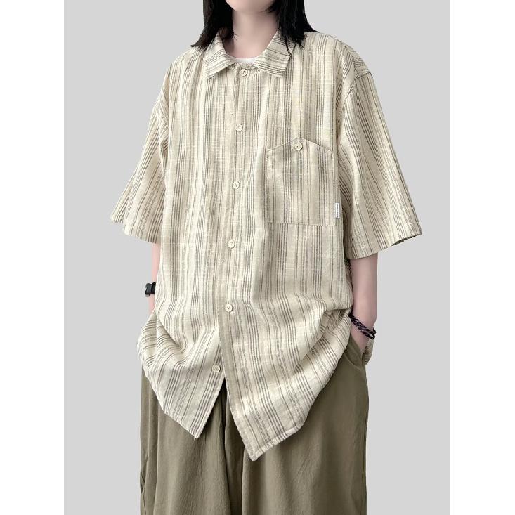 Мужская рубашка с короткими рукавами и буквами в японском стиле Гонконга, свободная рубашка для мужчин и женщин, летняя модная универсальная повседневная куртка