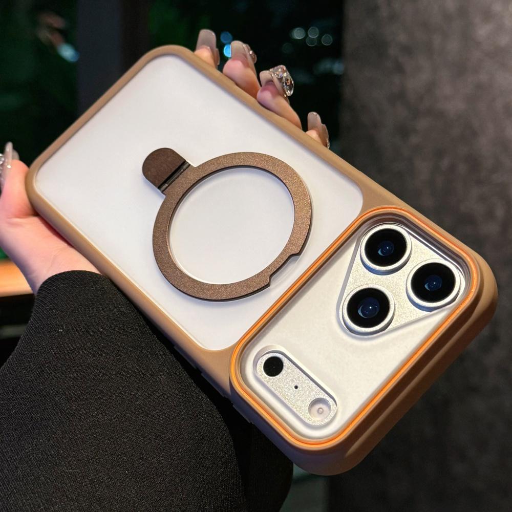 Matte Hard Bumper Magnetic For Magsafe Frosted Case For iPhone 17 15 16 Pro Max 11 12 13 14 Plus Ring Bracket Stand Holder Cover