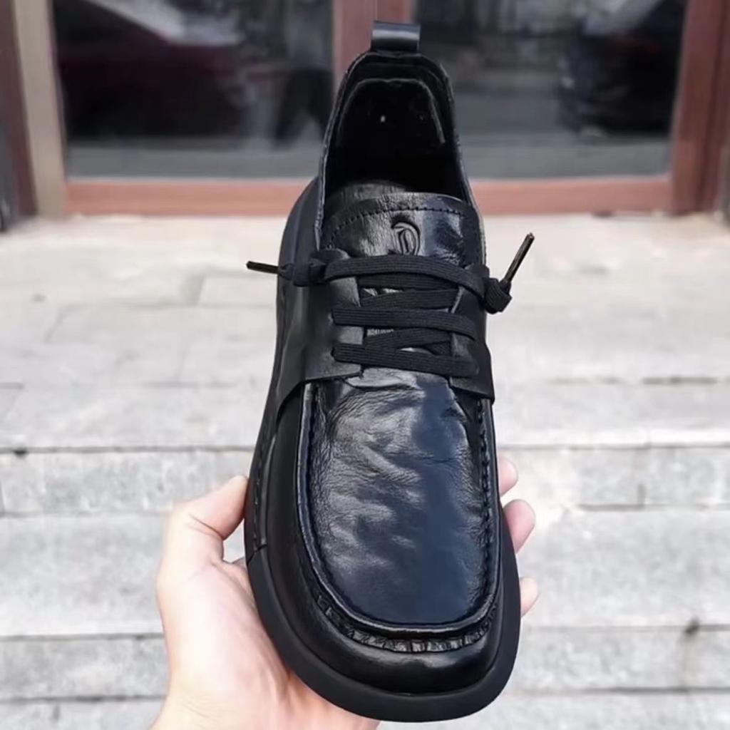 Leather Breathable Men's Shoes Velvet 2025 Autumn and Winter New Soft Surface Thick Sole Trend Versatile Hollow Casual Leather Shoes Men