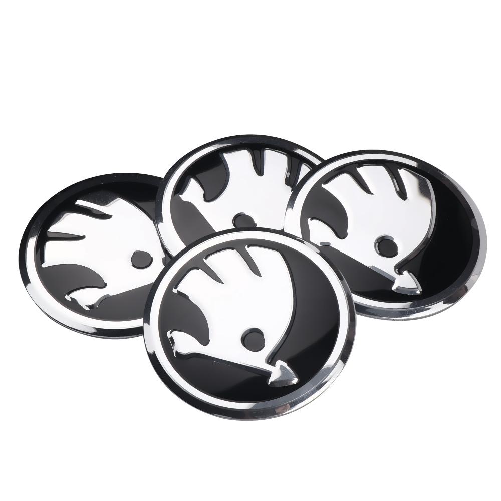 JIYQ3 4Pcs 56mm Car Wheel Hub Cap Stickers Emblem Cover Accessories For Skoda Octavia Mk3 Fabia 2 Superb 3u 2 Kamiq Kodiaq VRS VII