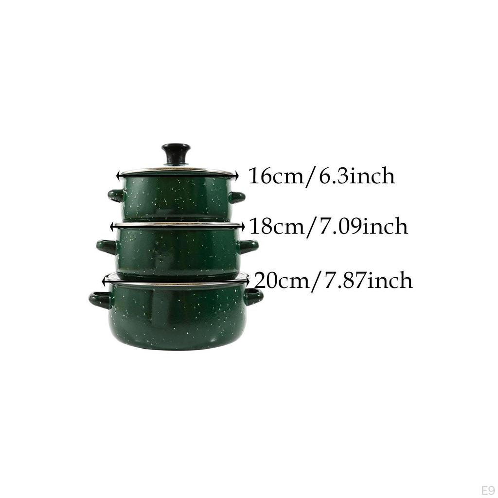 Эмалированная кастрюля из 3 предметов с крышкой, креативная жаропрочная кастрюля с двойными ручками, медленная