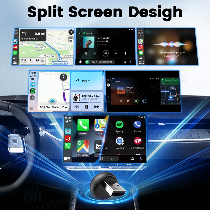 Мини-адаптер CarlinKit Mini Ultra 3 для беспроводного Android Auto и CarPlay, WiFi 2,4 ГГц и 5 ГГц, BLE, Автоматическое подключение, Обновление OTA, Мини-смарт-бокс для автомобиля