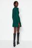 Women's Fashion New Dress Emerald Green Mini Knitwear Crew Neck Dress