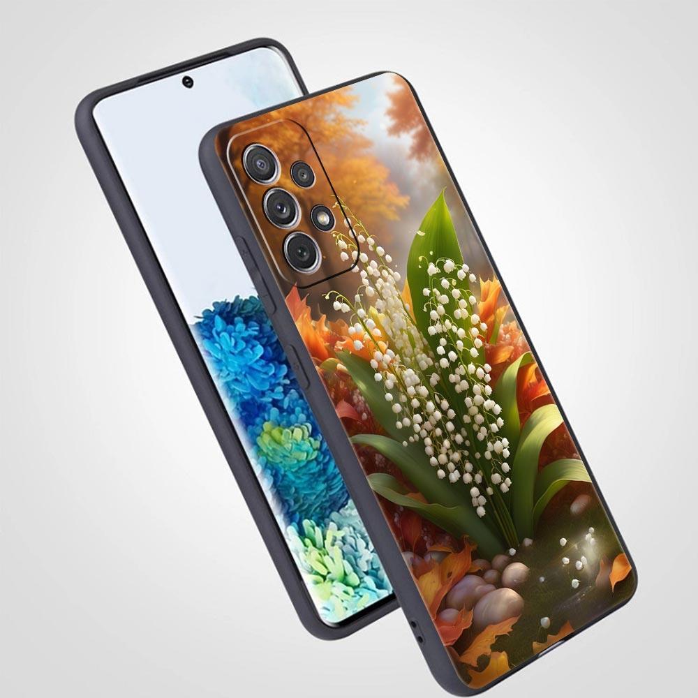 Прозрачный цветочный чехол для телефона Ландыш для Samsung Galaxy A55 A35 A15 A14 A13 A25 A54 A51 A71 A72 A73 A32 A52 A41 Мягкий ТПУ