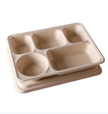 Биоразлагаемые обеденные коробки из багассы с 5 отделениями и крышками