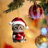 2D Christmas Cat Ornaments Decorative Acrylic Cartoon Cat Car Pendant Cartoon Hanging Christmas Tree Hanging Pendant Festival