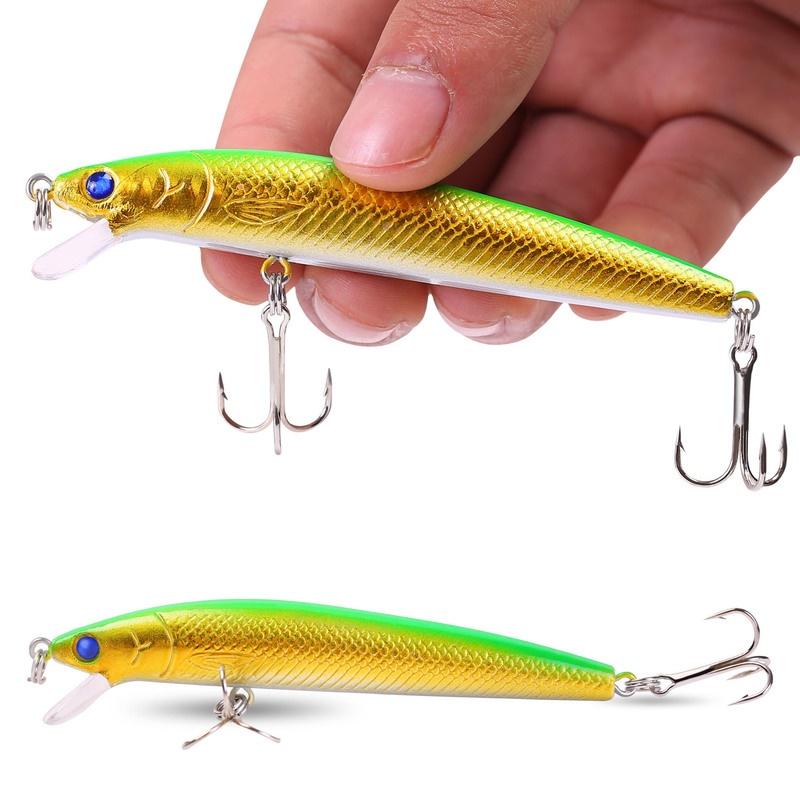 Fishing Lures 10pcs 12CM Artificial Fishing Bait Minnow Lure Treble Hooks Life-like Crankbaits Lures