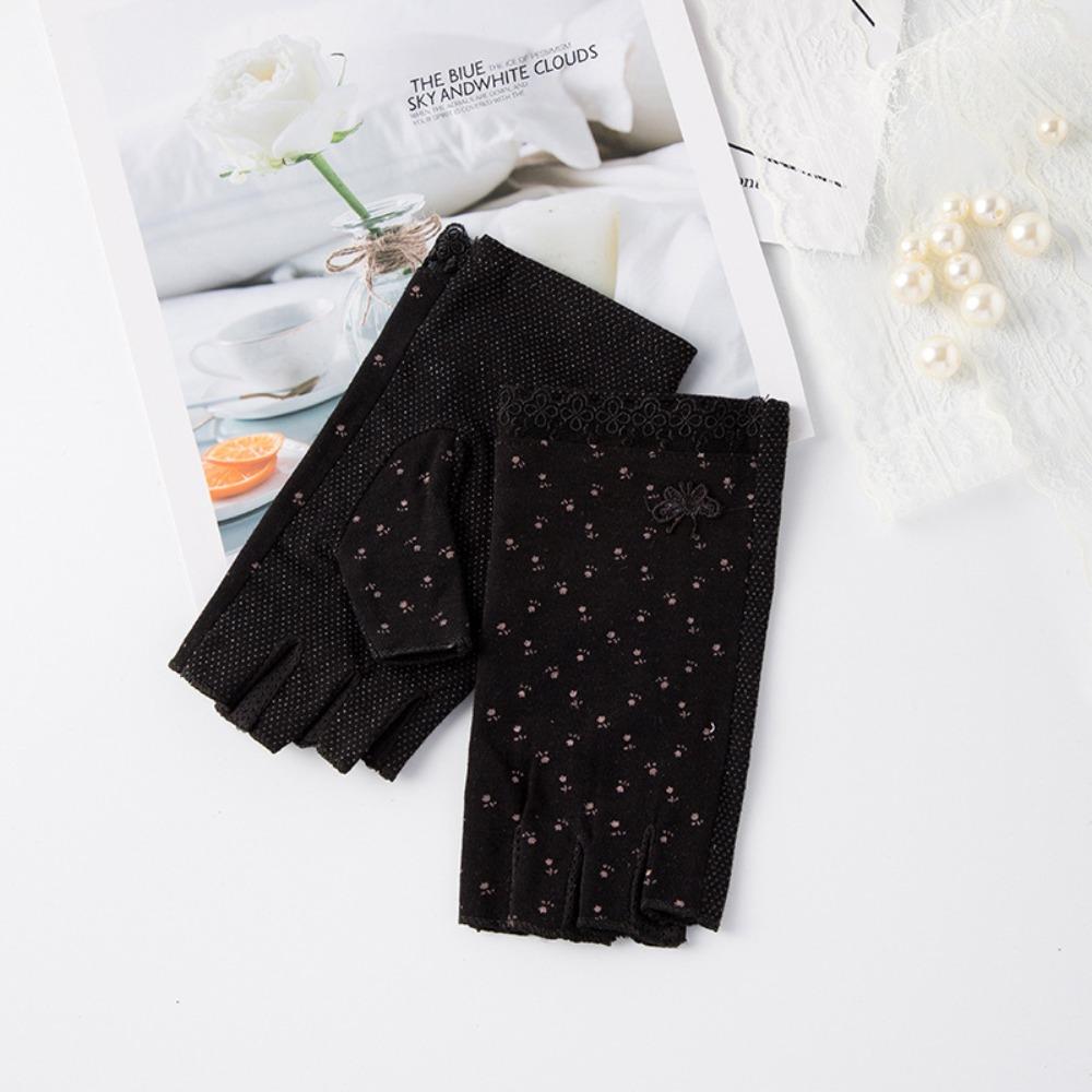 Anti-slip Women Half-finger Gloves Cotton Sunscreen Gloves Fashion Cycling Gloves for Cycling