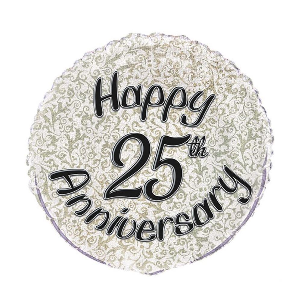 Unique Party Happy 25th Anniversary Round Foil Balloon