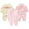 AHZVOU Детский с длинным рукавом Новорожденный Ребенок Детский душ Повседневная Клубника Одежда, Комбинезоны, Набор из 3 предметов, 100% хлопок, Одежда, Комбинезоны, Для девочек, С открытой передней частью,
