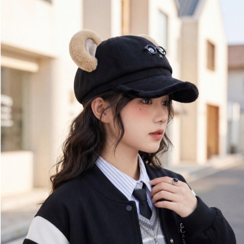 Thickened Octagonal Cap Cartoon Bear Beret Hat Cute Baseball Hat