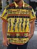 TEMU Men's Short Sleeve Cardigan Lapel Shirt African Ethnic Style 1D Digital Printing Casual Shirt