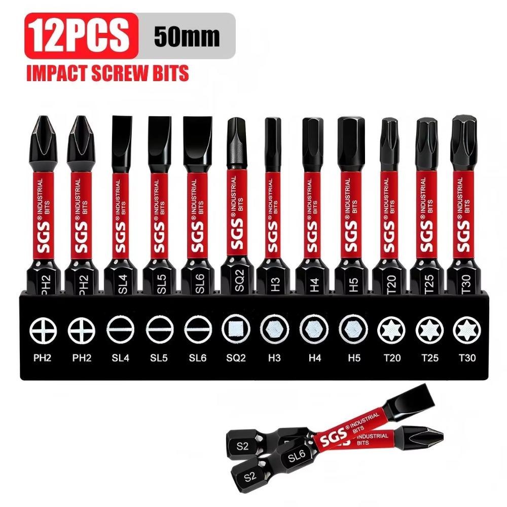 Многофункциональный набор бит для отвертки, Ph, Pz, Sq, Шестигранные, Torx, Шлицевые, Универсальный ударный набор бит для отвертки с несколькими спецификациями, 50 мм, Магнитные биты, Сталь S2