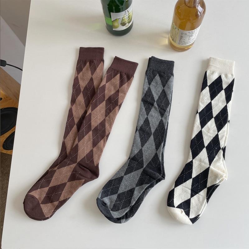 British Style Plaid Women Stockings Long Socks Japanese Style High School Students Thigh High Socks Girls Kawaii Cute Knee Socks