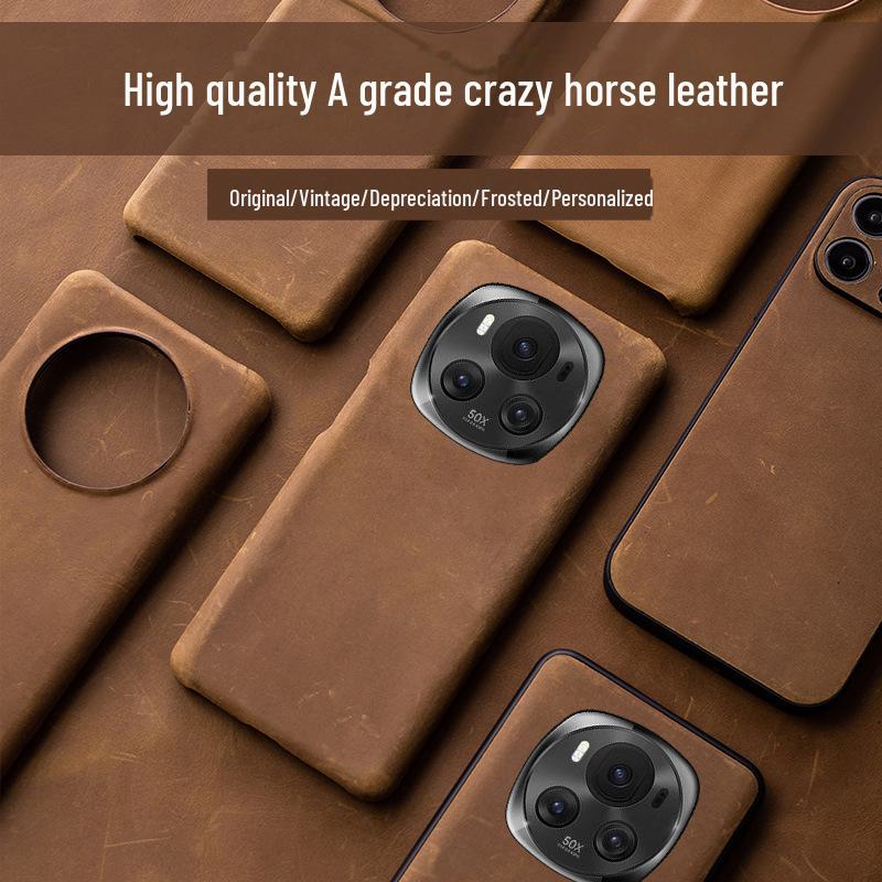Защитный чехол из натуральной кожи для Honor Magic 4 Pro — чехол Ultimate Edition из воловьей кожи Crazy Horse для Honor Magic 4.