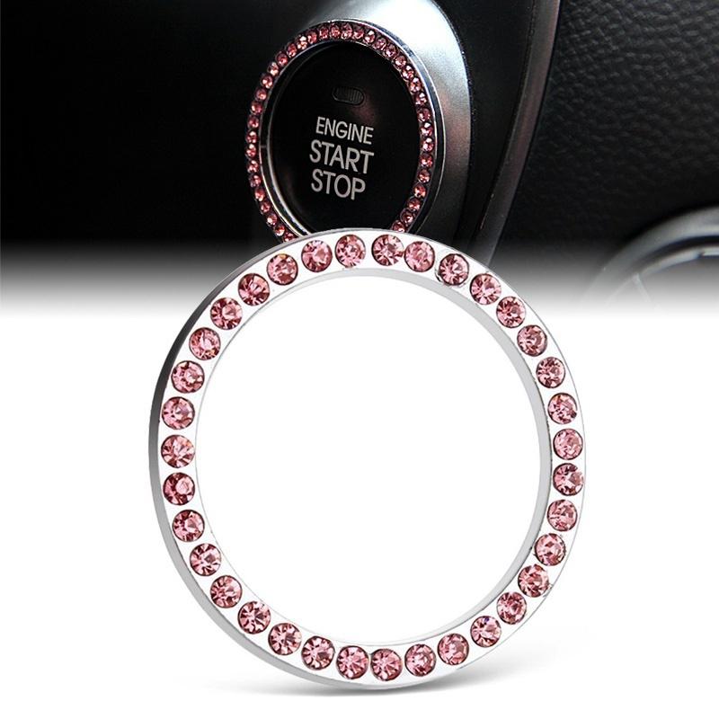 2 шт., металлические стразы, кнопка запуска двигателя автомобиля, кольцо, наклейка, украшение