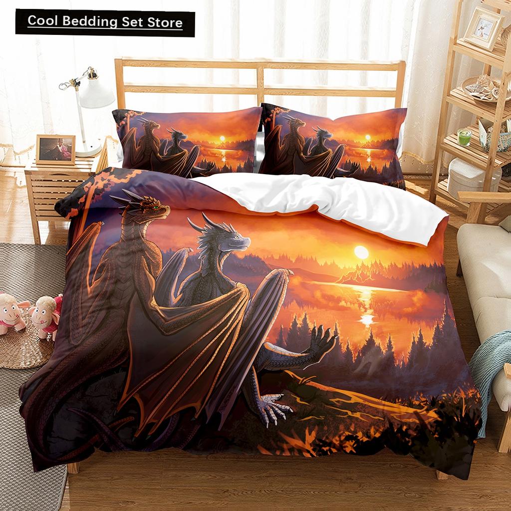 Пододеяльник Fly Dragon King Queen с изображением дракона в стиле вестерн, комплект постельного белья для мужчин и мальчиков, волшебное животное, пододеяльник из полиэстера