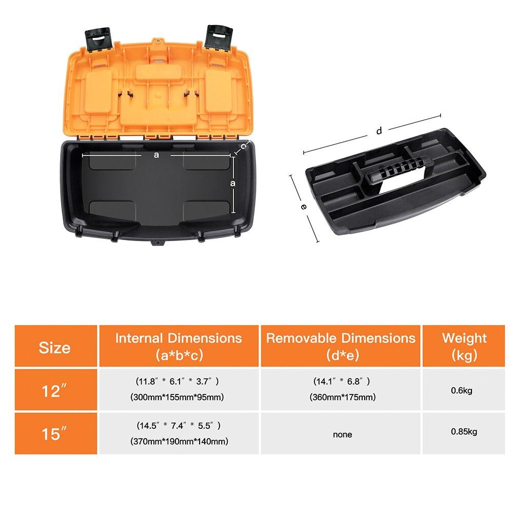 15/12 Inch Hardware Tools Box, Plastic Thick Combination Suitcase Electrician Carpenter Electric Drill Storage Box