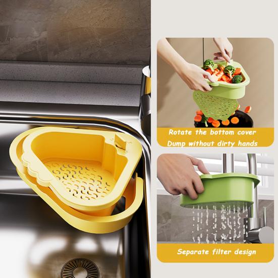 Sink Drain Basket With Fine Mesh Touchless Garbage Disposal Double-Layer Structure Sink