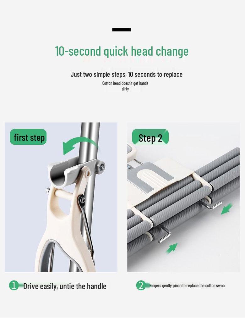 2025 Безручный Большой Напольный Швабра-Моп из Нержавеющей Стали с PVA Впитывающим Покрытием