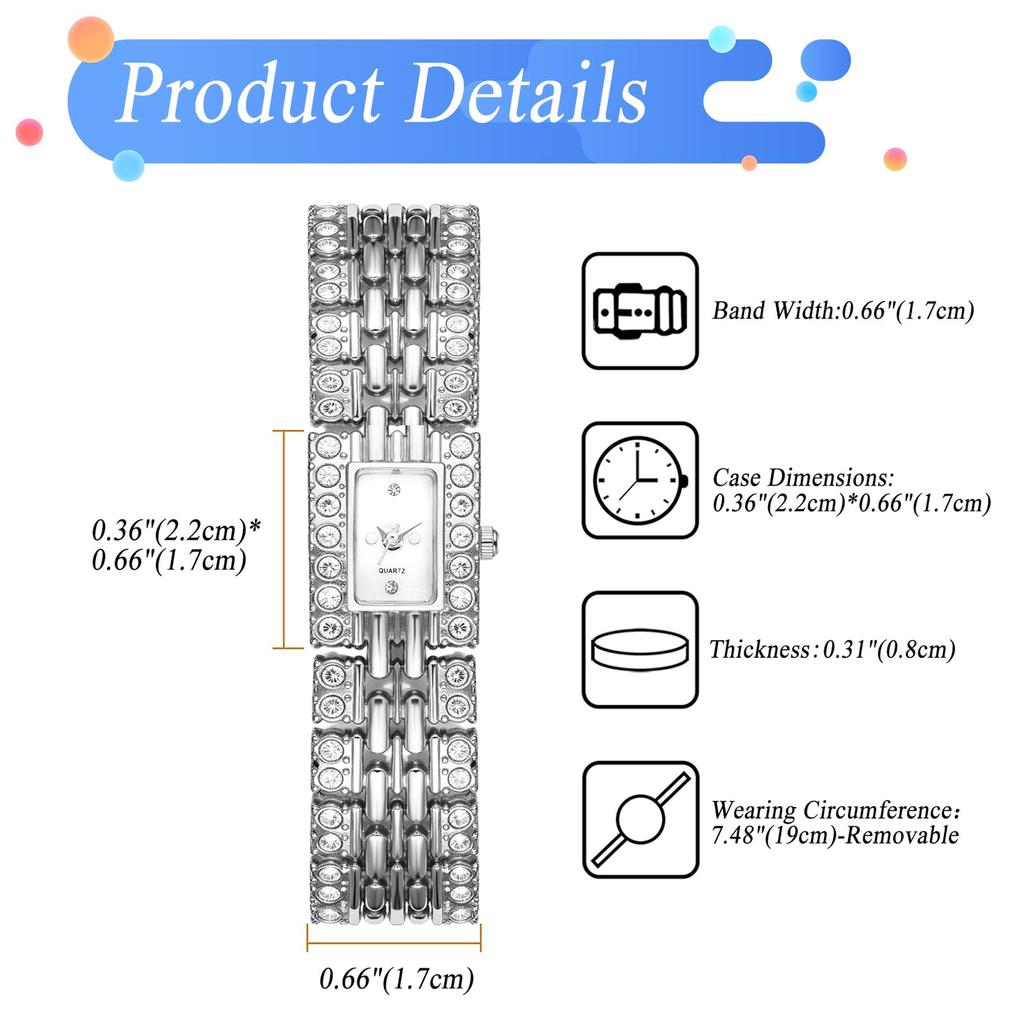 Square Watch for Cute and Alloy Square Fashion Accessory Perfect for Presents Women, Sparkly Analog, Waterproof, Antique, Stylish, Strap, Watch, -