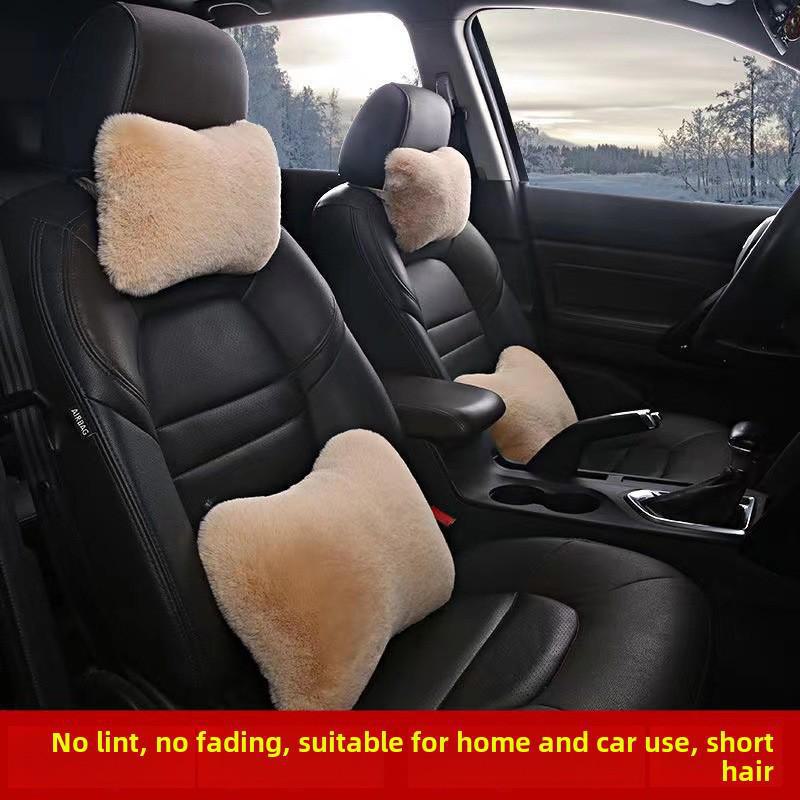 Пара автомобильных плюшевых подголовников, поясничная поддержка, подушка для шеи - Имитация кролика, плюшевая автомобильная поясничная поддержка
