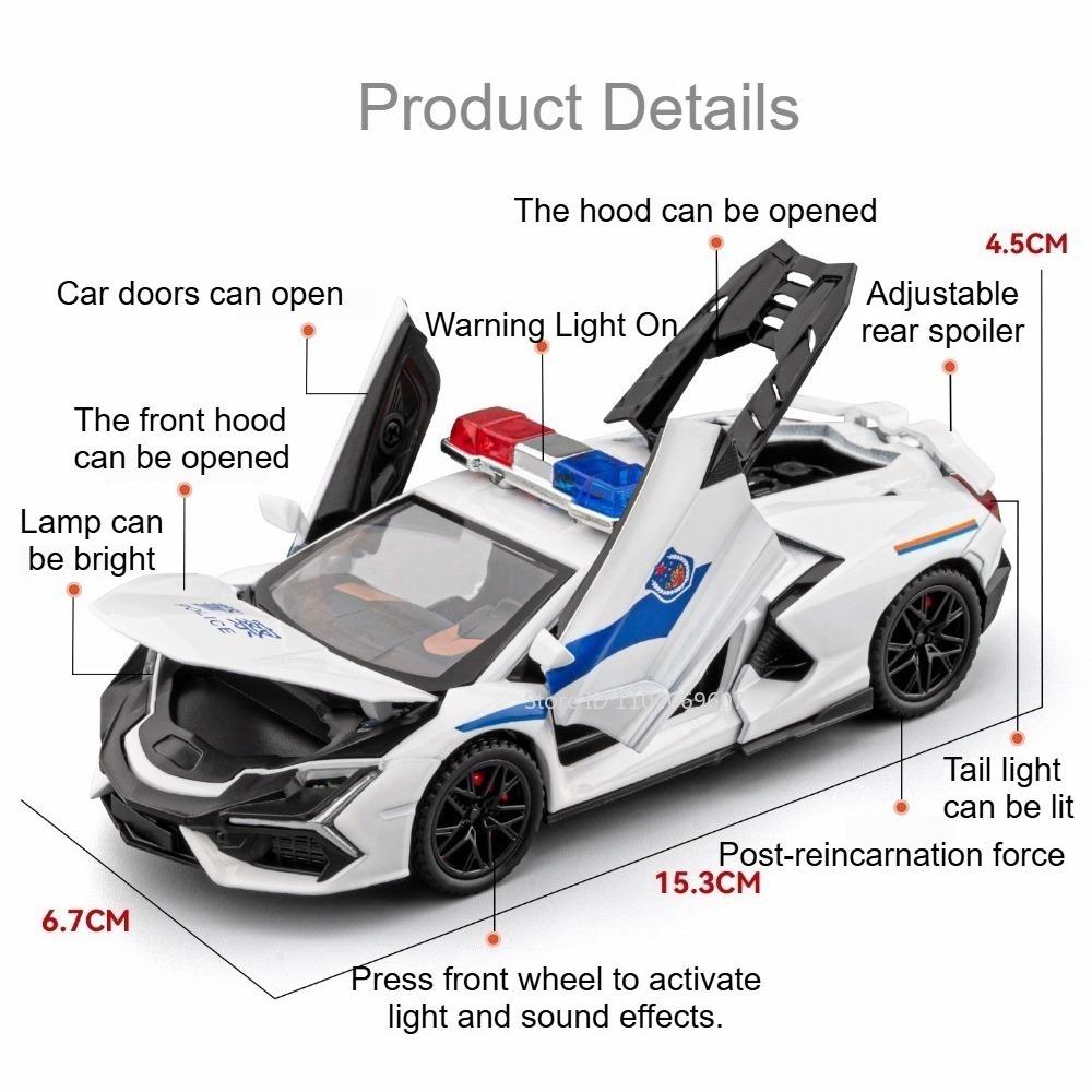 1:32 Revuelto SVJ63 Модель Спортивный Автомобиль Игрушки Сплав Литье под Давлением Миниатюрные Полицейские Машины Звук Свет Двери Открываются Игрушка с Оттягиванием Суперкары