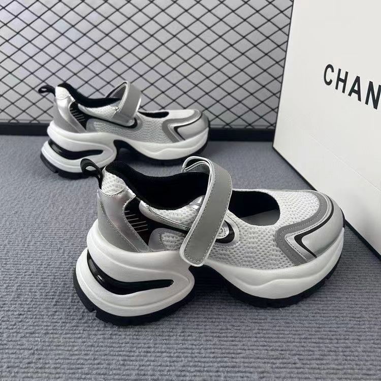 Женские спортивные сандалии дышащие полые летние 2024 новые повседневные туфли на платформе на липучках Мэри Джейн папины туфли прилив