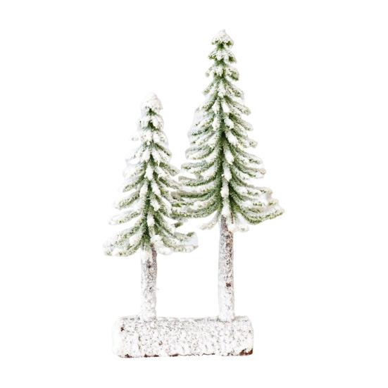 Mini Christmas Tree Artificial Bottle Brush Tree with Wooden Base Small Snow Frost Flocked Pine Tree for Winter Tabletop Home Decor