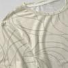 Women's Short Sleeve T-Shirt, Minimalist Street Style Wavy Lines Top Soft Breathable, Versatile for Beach, Daily Casual & Date Wear