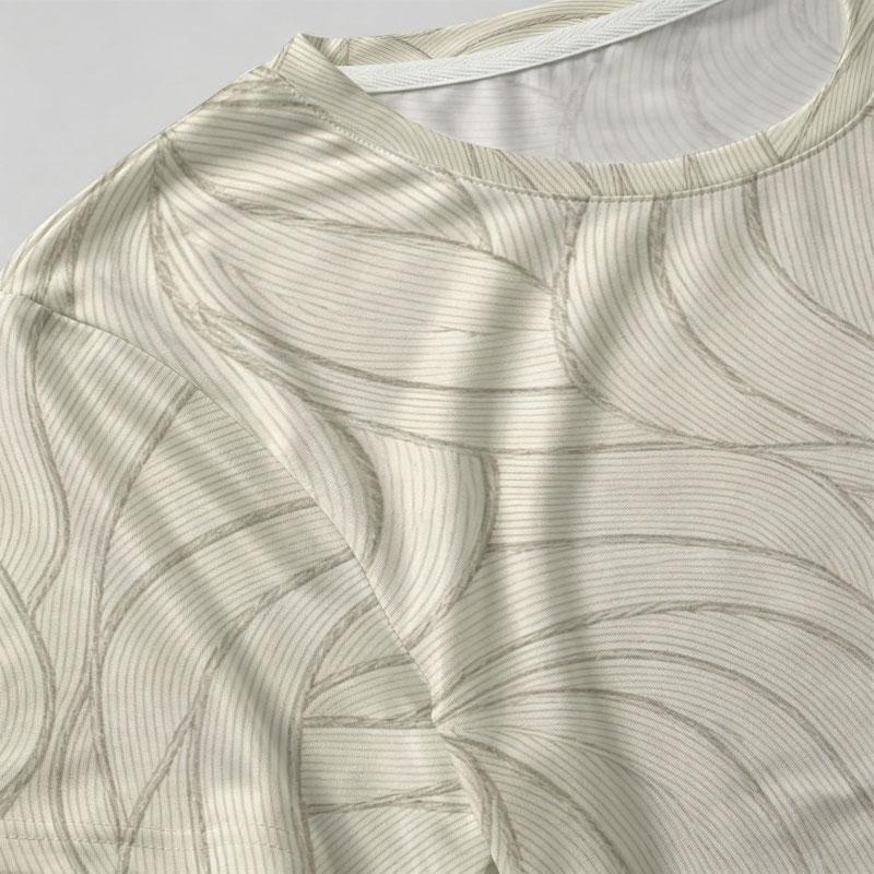 Women's Short Sleeve T-Shirt, Minimalist Street Style Wavy Lines Top Soft Breathable, Versatile for Beach, Daily Casual & Date Wear