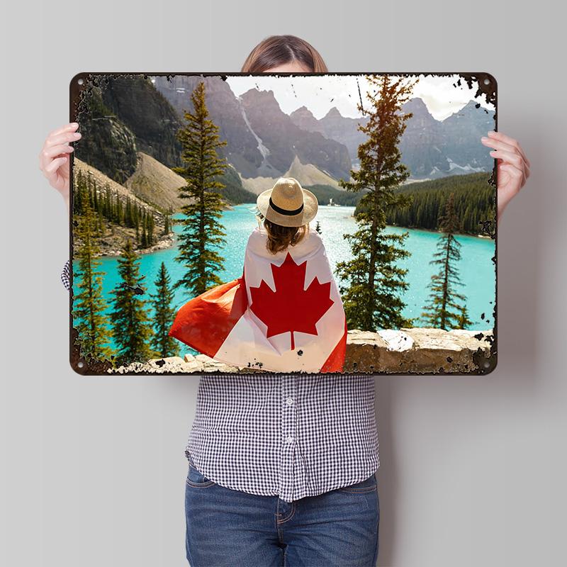 Canadian Rockies Landscape Printing Poster Customized Retro Wall Art Vintage Metal Signs for Room Decoration Home Decor Items