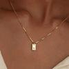 Крошечный квадратный AZ с подвеской в ​​виде алфавита, ожерелье для женщин, цепочка на ключицу, ожерелье из нержавеющей стали с буквенной буквой, воротник, ювелирные изделия