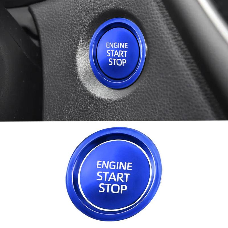 1 Set Start/Stop Engine Button Cover Sticker Fit for Toyota Corolla Blue Aluminum Alloy