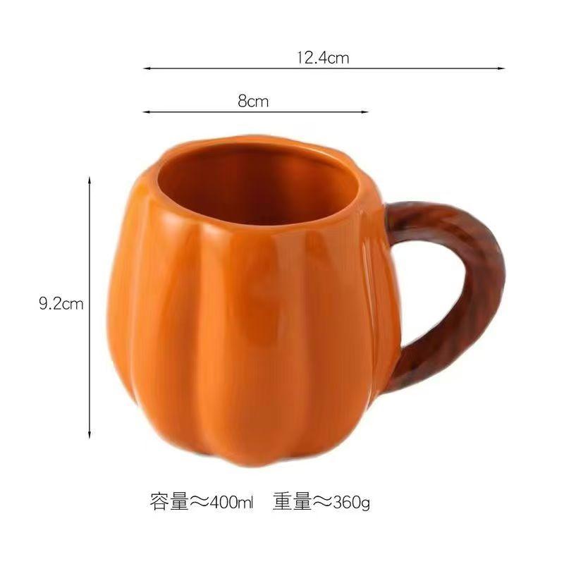 Halloween Ceramic Cup, Orange Pumpkin, Fresh Artistic Home Milk Mugs, Large Capacity Breakfast Couple Coffee Cups Office Water