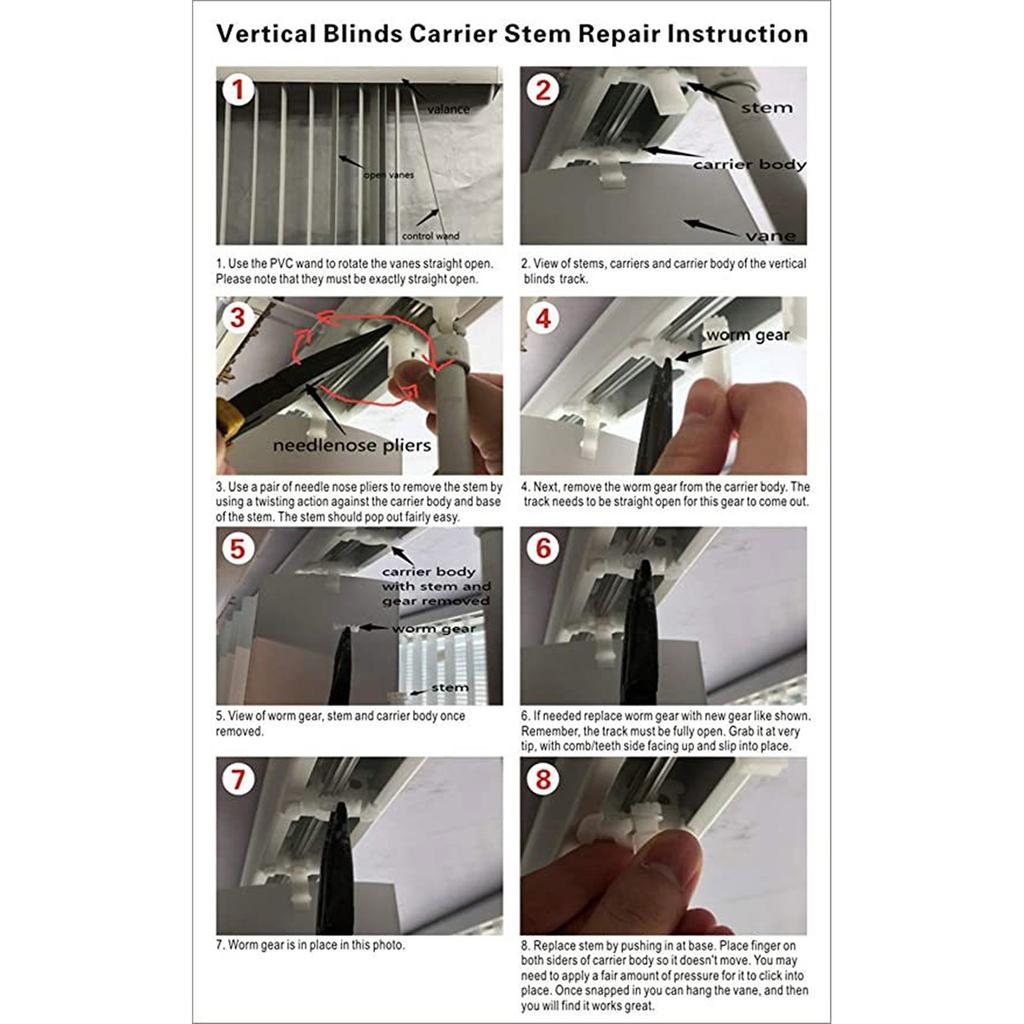 Упаковка из 10 вертикальных жалюзи с белыми стержнями для легкой фиксации жалюзи