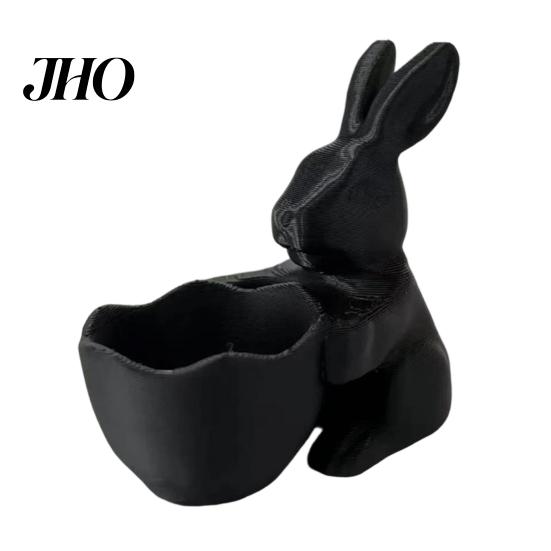 Rabbit Shaped Candy Holder 3D Printed Easter Bunny Bowl, Cute Holding Bowl Figurine, DIY Paintable White Desk Animal Dish Decor for Living Room