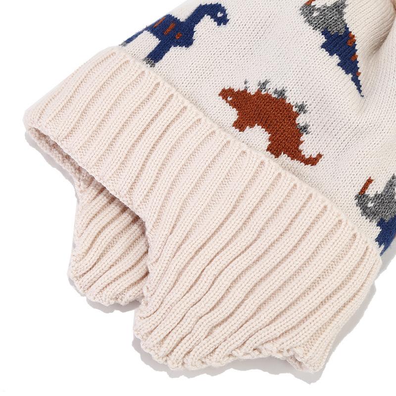Winter Baby Boy Hat with Earflap Faux Fur Ball Knitted Kids Beanie Cap Toddler Bonnet Hats Infant Accessories Fleece Lining 1-5Y