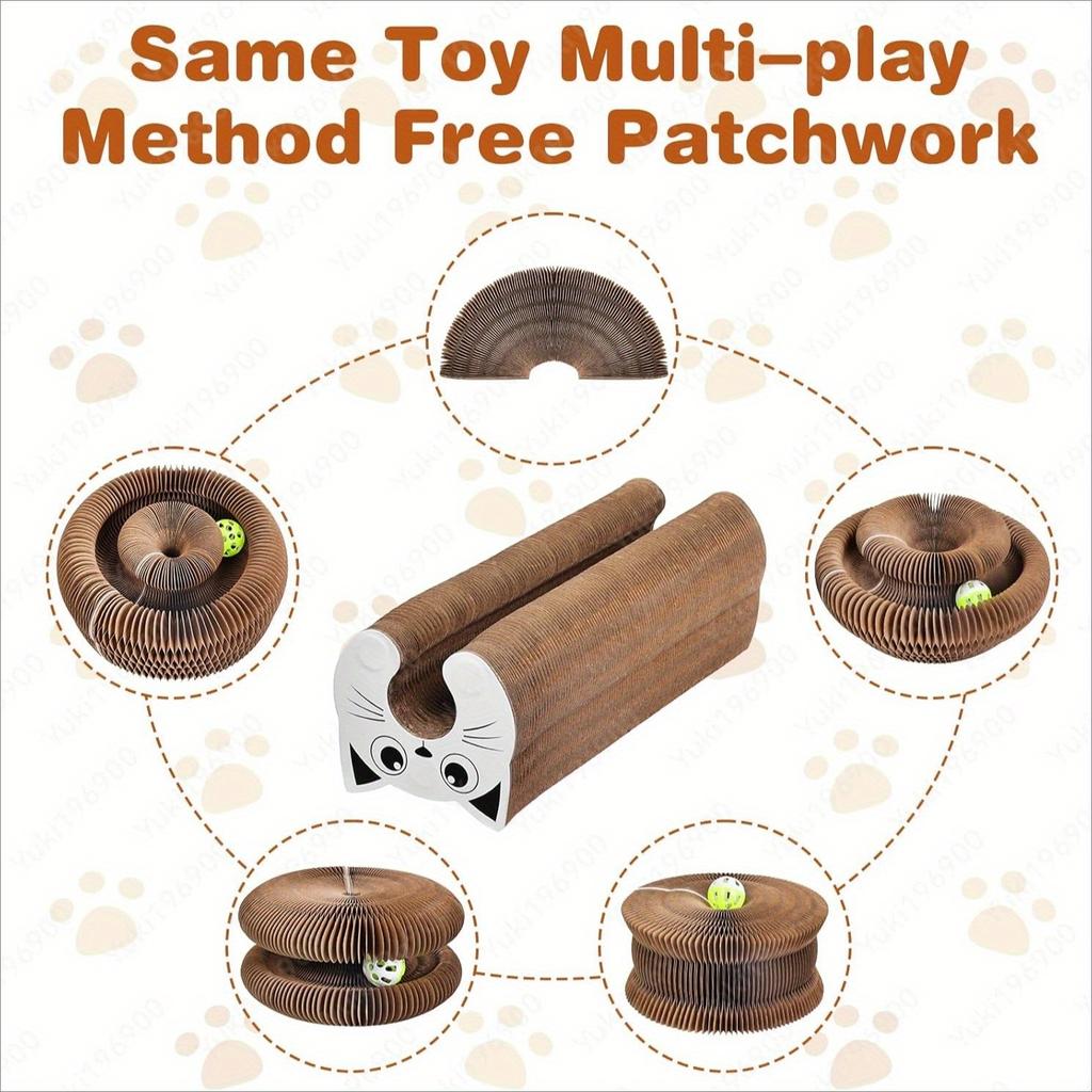 Игрушка для кошек Когтеточка, Гармошка с шариком, Волшебный орган Когтеточка для кошек, Складная конструкция, Снимает тревогу и защищает мебель