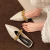 Pointed Toe Women's Slippers Chain Flats Fashion Mules Shoes Summer Woman 2025 New Designer Sandals Cozy Walking Chaussure Femme