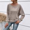 Autumn/Winter Comfortable Casual Solid Color Sweaters Long Sleeve Round Collar Splicing Head Pullover Loose Female Tops