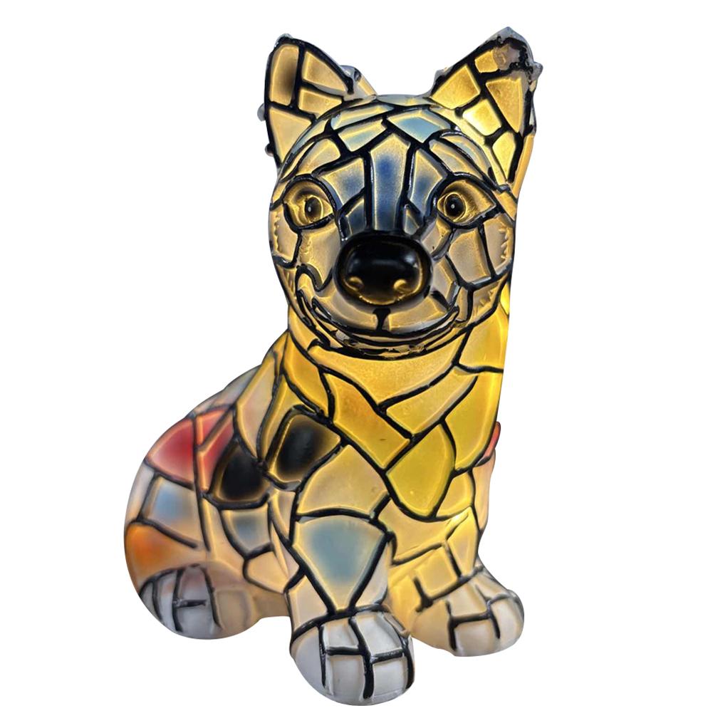 Кошачья лампа Анималистическое искусство Смола Настольная лампа Красочная Винтажная Витражная Французский бульдог Корги Мейн-кун Светодиодный ночник Подарки
