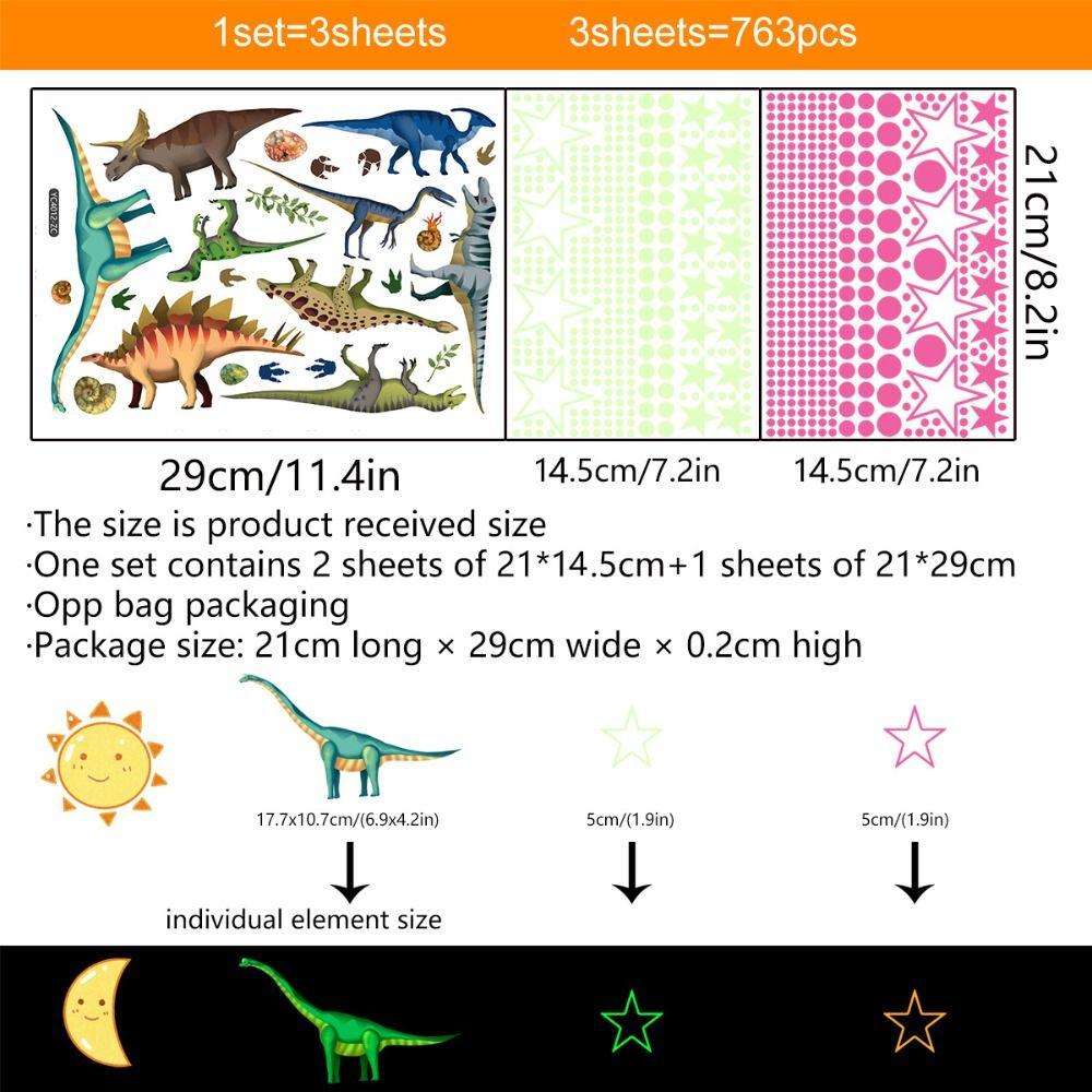 Luminous Dinosaur Themed Wall Decals Cartoon Dinosaurs Wall Decals  Children