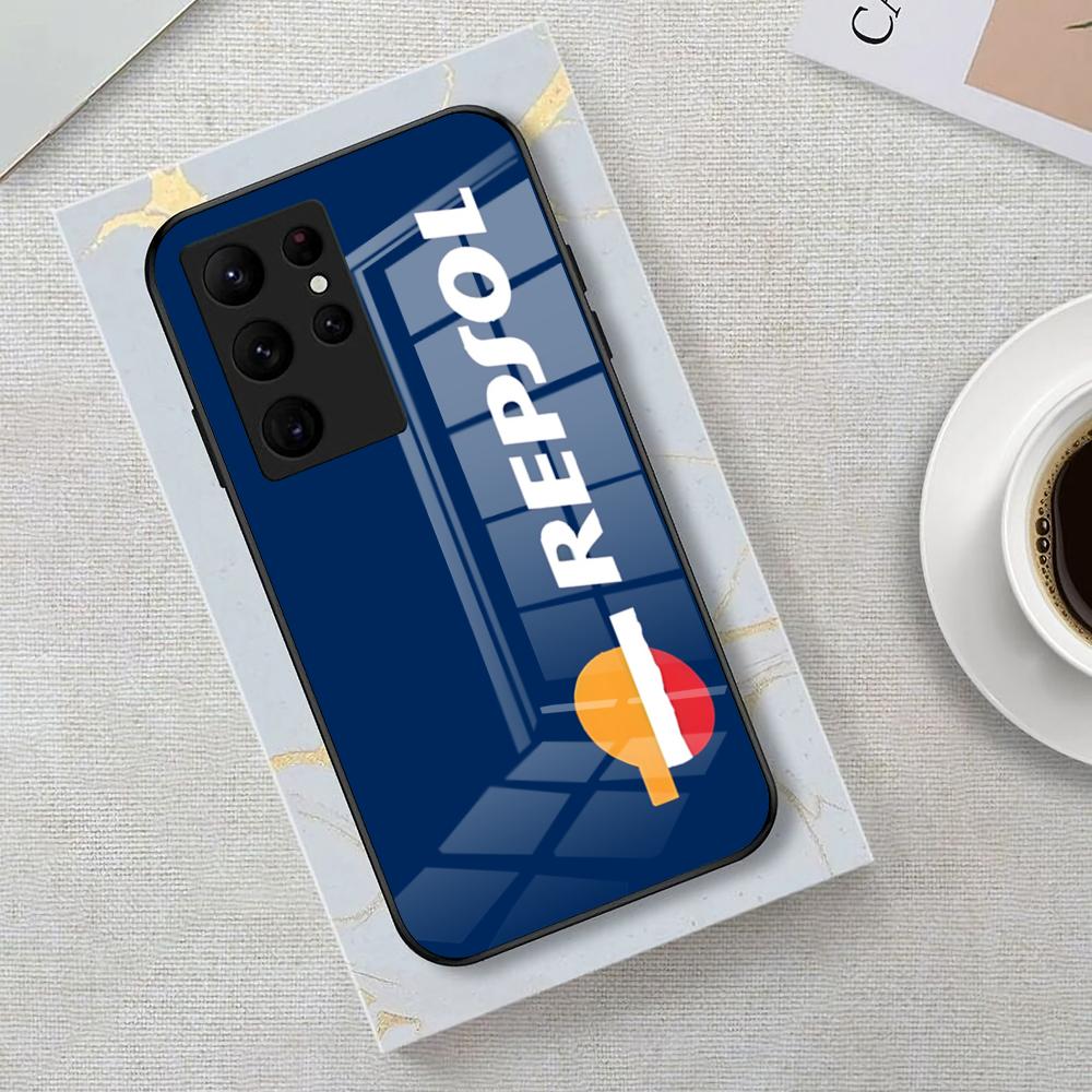 Чехол для телефона с логотипом R-repsol для Samsung S26 S25 Edge Ultra 23 22 21 20 Ultra Plus S24 Fe Стеклянная крышка