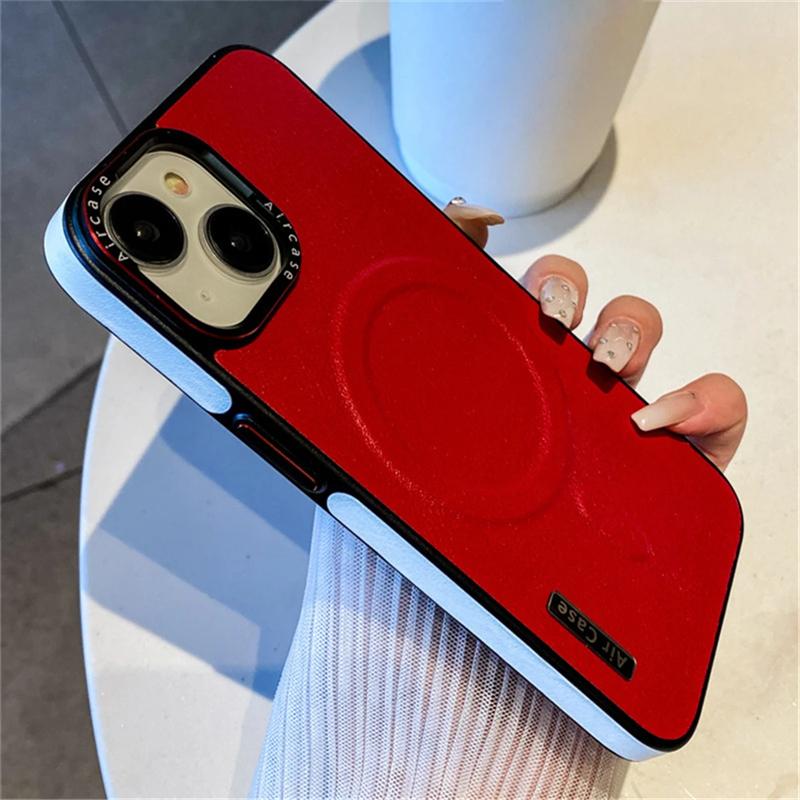 Роскошный однотонный кожаный чехол для беспроводной зарядки Magsafe для iPhone 16 15 14 13 12 Pro Max, магнитный матовый противоударный чехол для телефона