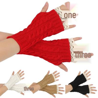 Женские шерстяные перчатки без пальцев с кружевной отделкой - Теплые, универсальные и стильные для осени и зимы