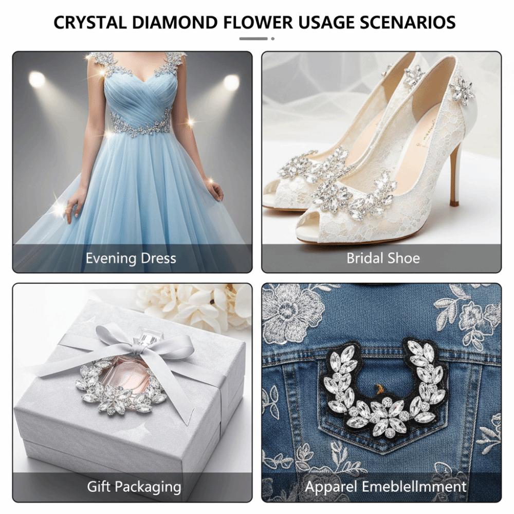 1pcs Glass DIY Craft Chains Sparkling Flower shape Statement Rhinestone Chain For Women