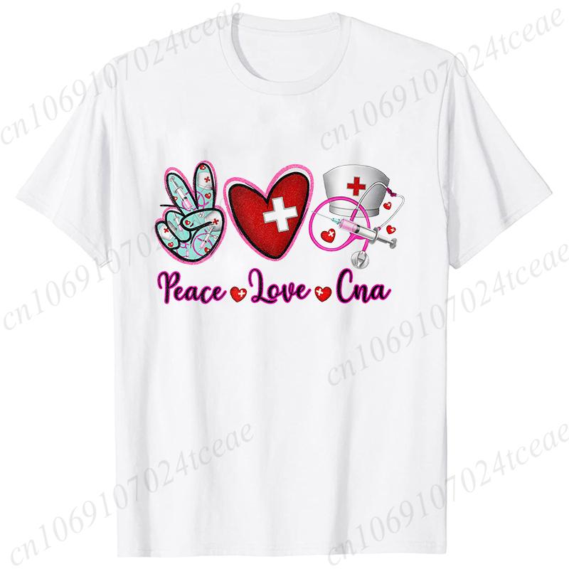 New Women T Shirt Pullover Oversize Valentines Day Love Nurse Print T-Shirt Casual Short Sleeve Women T-Shirt Nurse Tees Gifts